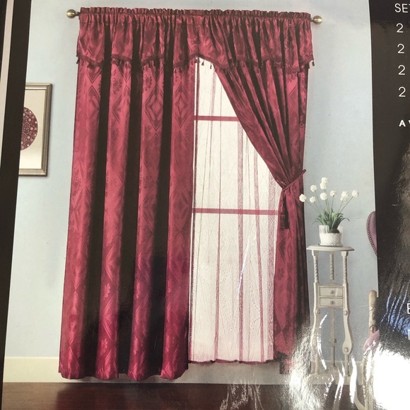 SOLD OUT NAVY BLUE Lace Back Curtain Set SOLD OUT - Picture 2 of 5